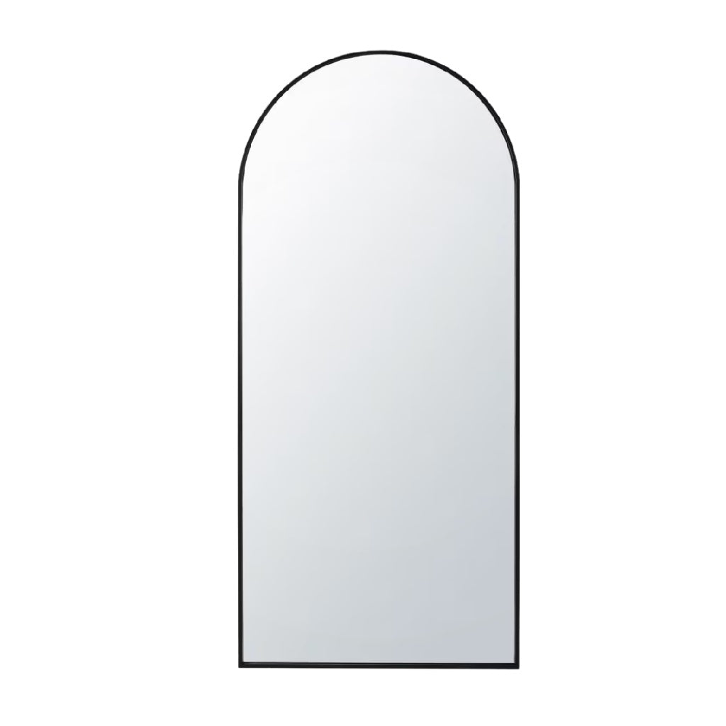 Miroir corporel avec cadre noir et forme arquée