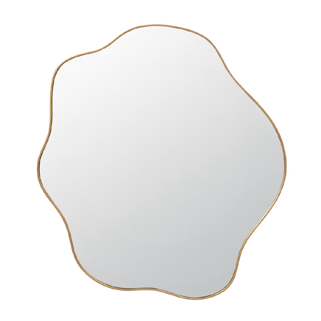 Miroir avec bordure dorée et forme irrégulière